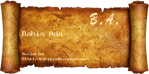 Bahis Ada névjegykártya